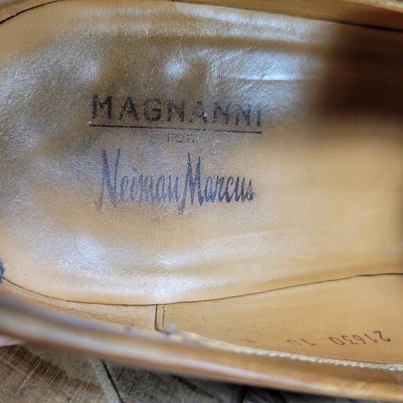Magnanni for Neiman Marcus Mens 10M Leather Penny Loafers Cognac Brown- 21640 - Picture 14 of 15